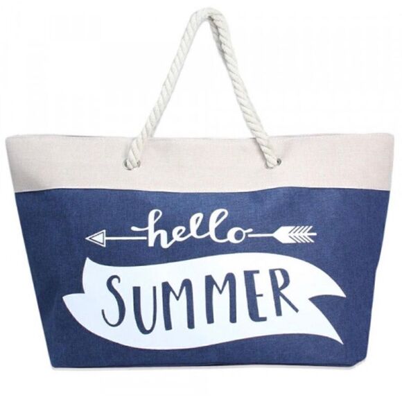 Judson & Co Canvas tote bag with "Hello Summer"-23" x 13" NWOT - Picture 1 of 5